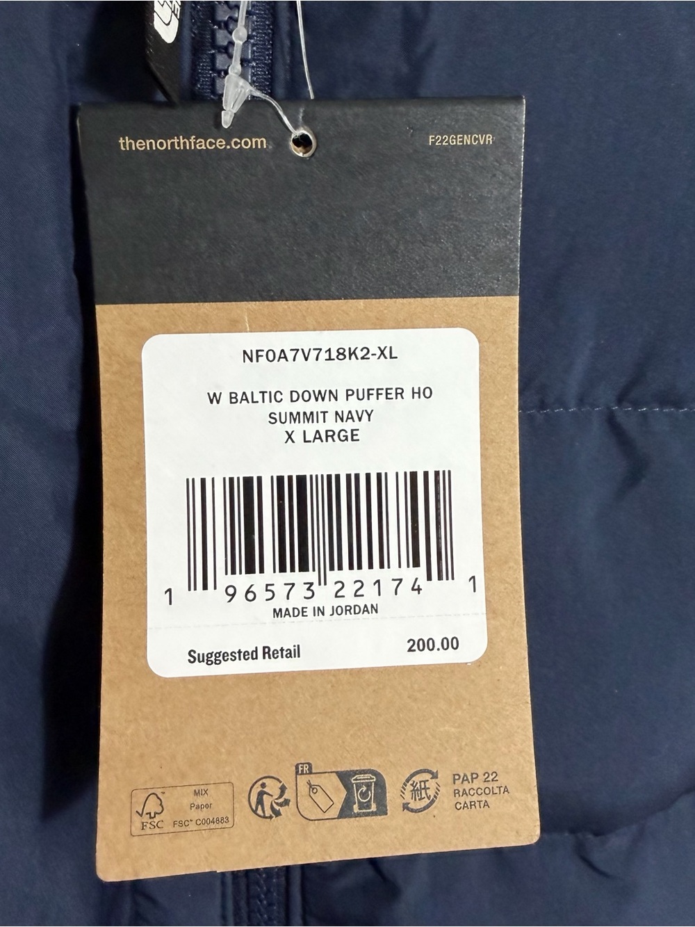 The North Face Women's Baltic Down Puffer Hoodie Coat Summit Navy Sz XL NEW - Picture 5 of 11